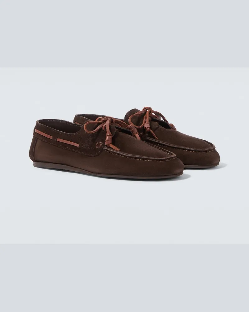 Ancient Greek Sandals Segelschuhe Pliario aus Veloursleder Braun