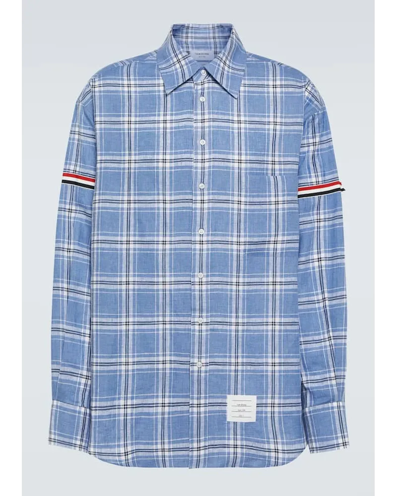 Thom Browne Hemd aus Leinen Blau