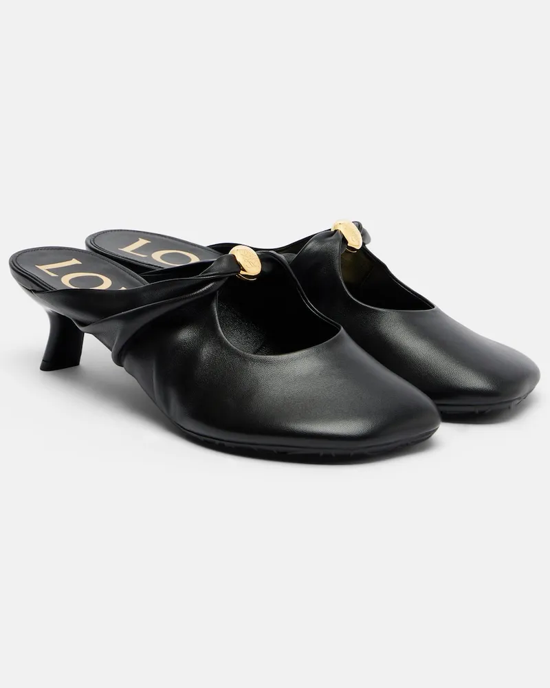 Loewe Mules Pebble Soft aus Leder Schwarz