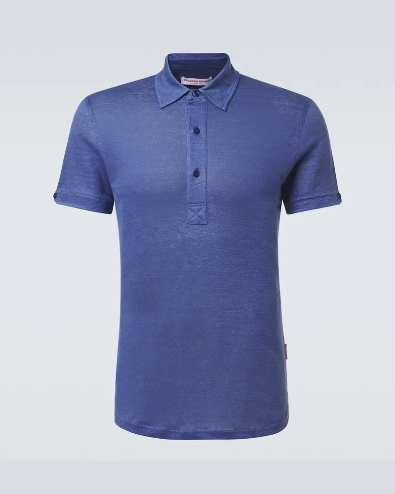 Orlebar Brown Polohemd Sebastian aus Leinen Blau