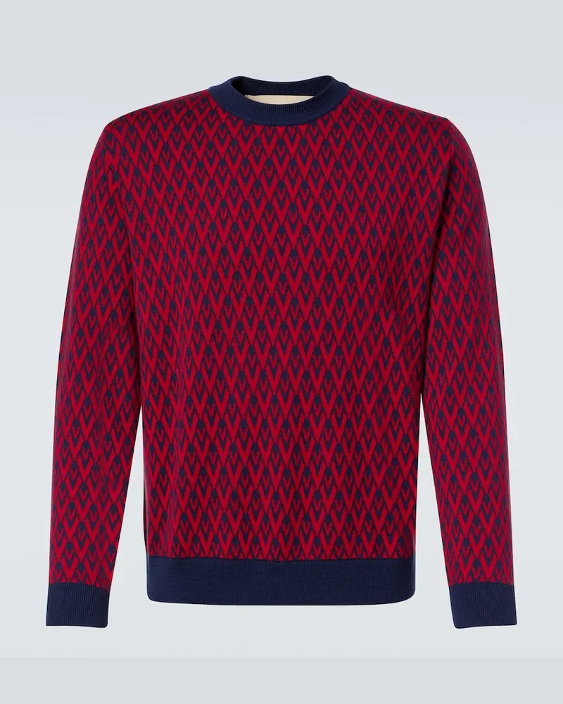 Valentino Garavani Pullover Toute La V aus Jacquard Blau