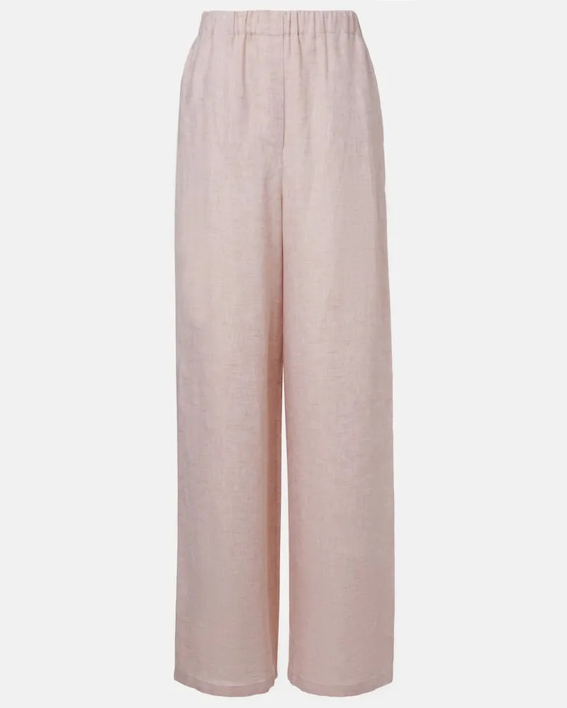 Loro Piana Weite Hose Valerio aus Leinen Pink
