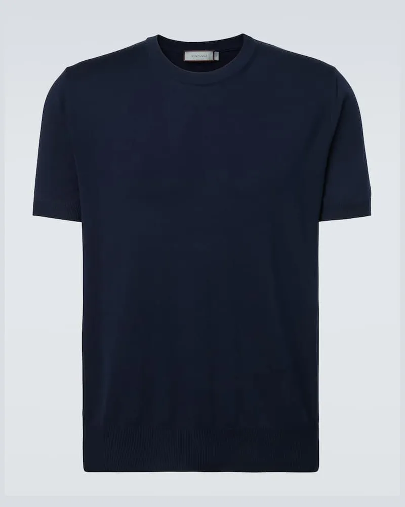 Canali T-Shirt aus Baumwolle Blau