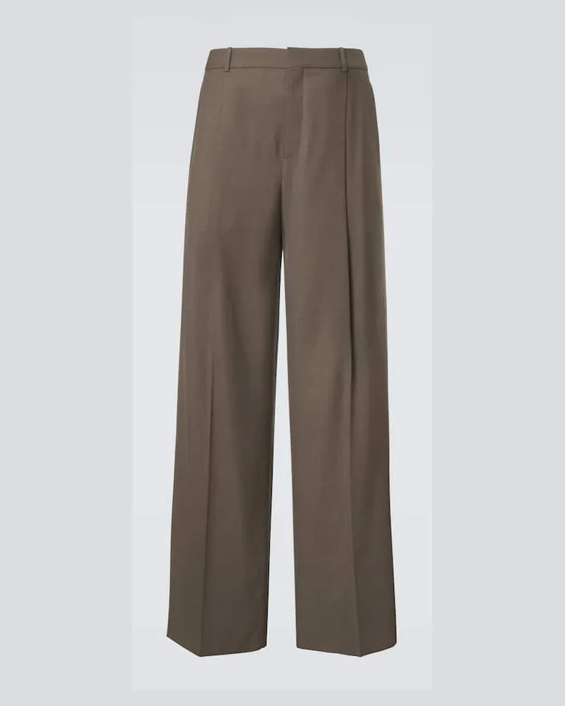 Saint Laurent Weite Hose aus Wolle Grau