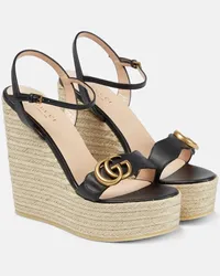 Gucci Wedge-Sandalen aus Leder Schwarz