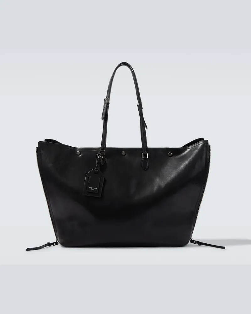 Dolce & Gabbana Tote Bag Atene aus Leder Schwarz