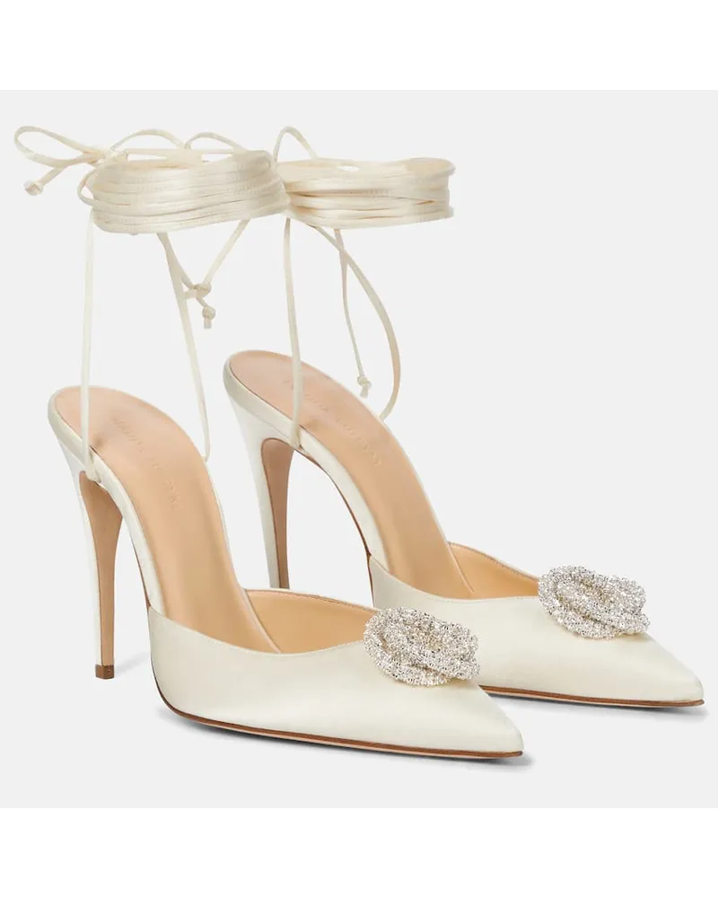 Magda Butrym Verzierte Pumps aus Satin Weiss