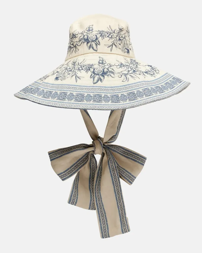 ALEMAIS Alémais Bedruckter Sonnenhut Villa Velvet aus Leinen Blau