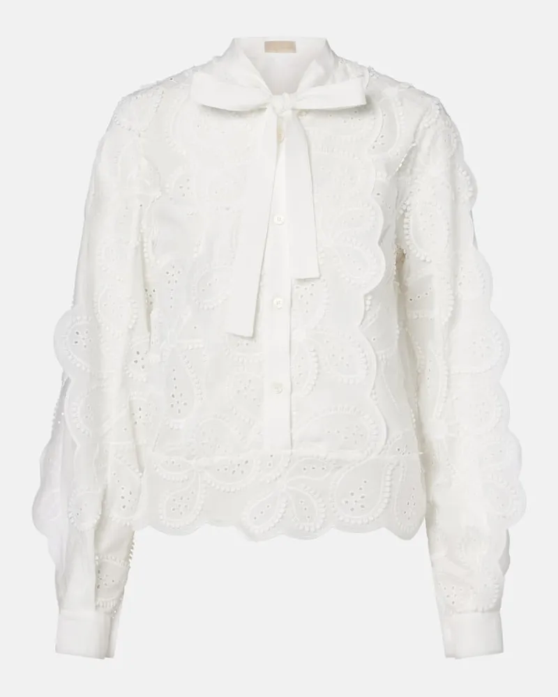 Elie Saab Bestickte Schluppenbluse Weiß