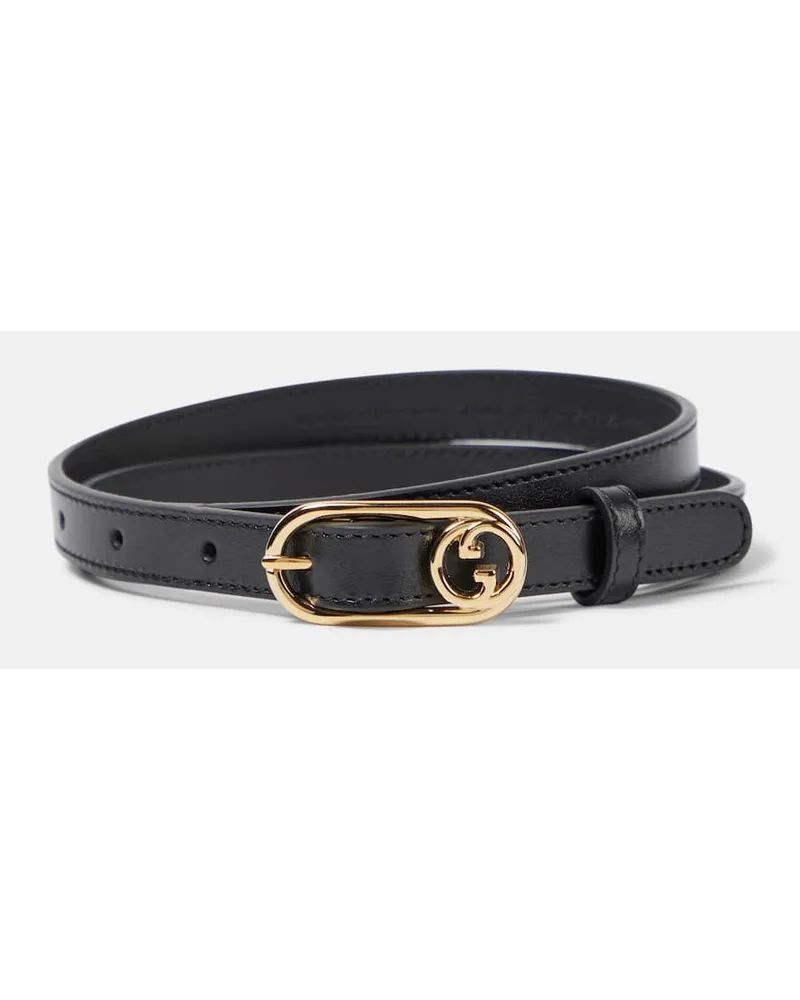 Gucci Guertel Interlocking G aus Leder Schwarz