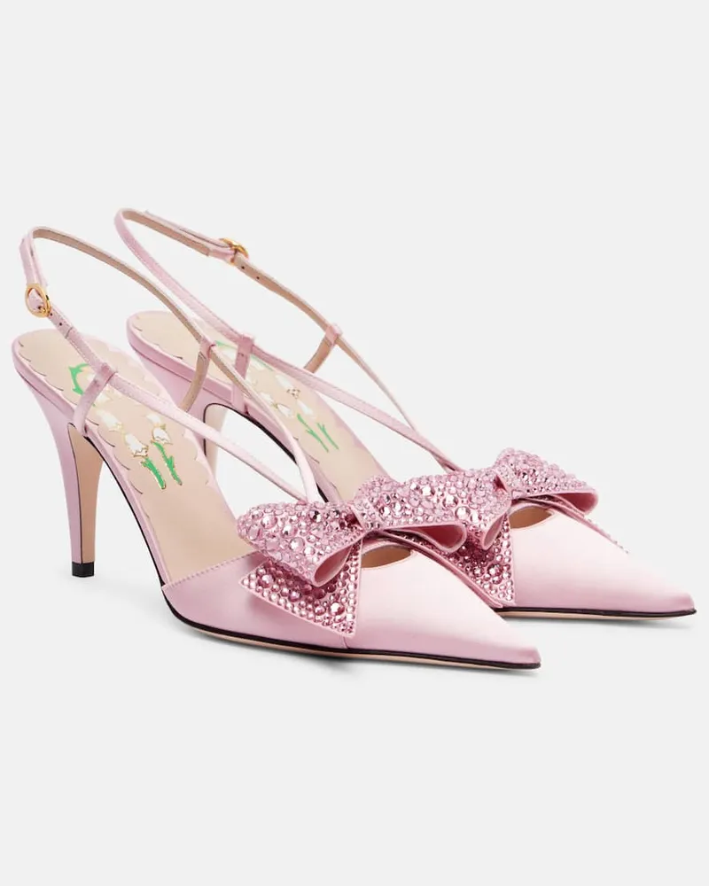 Valentino Garavani Verzierte Slingback-Pumps Bowow 85 aus Satin Pink