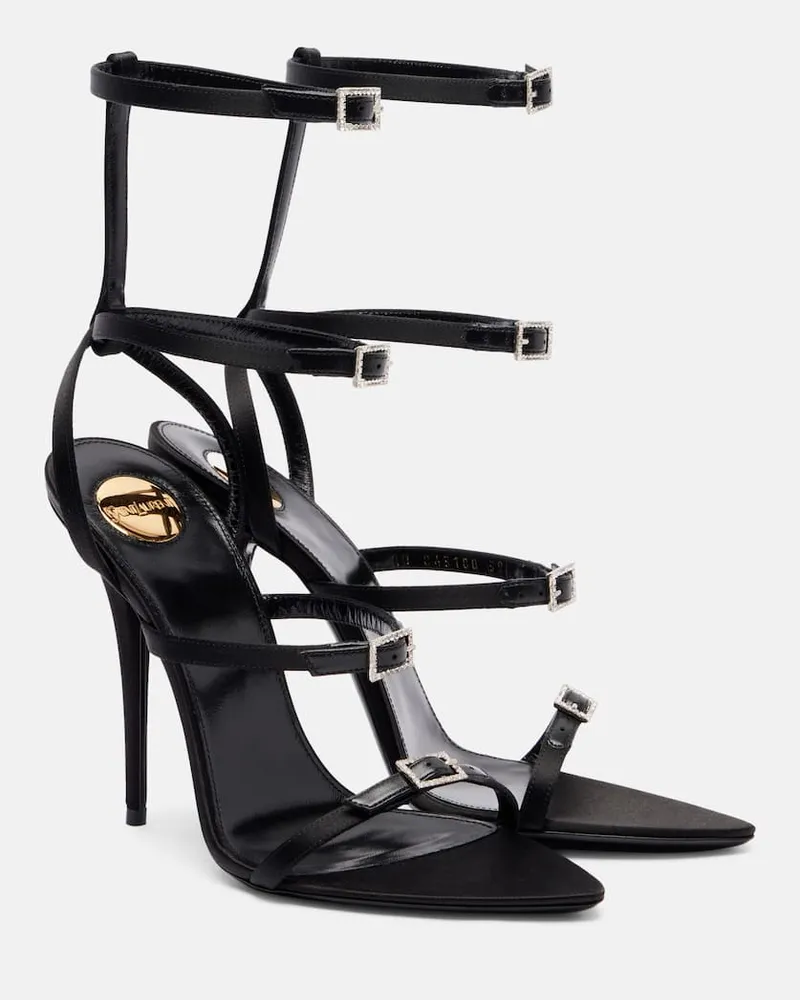 Saint Laurent Sandalen Nuit 110 aus Satin Schwarz
