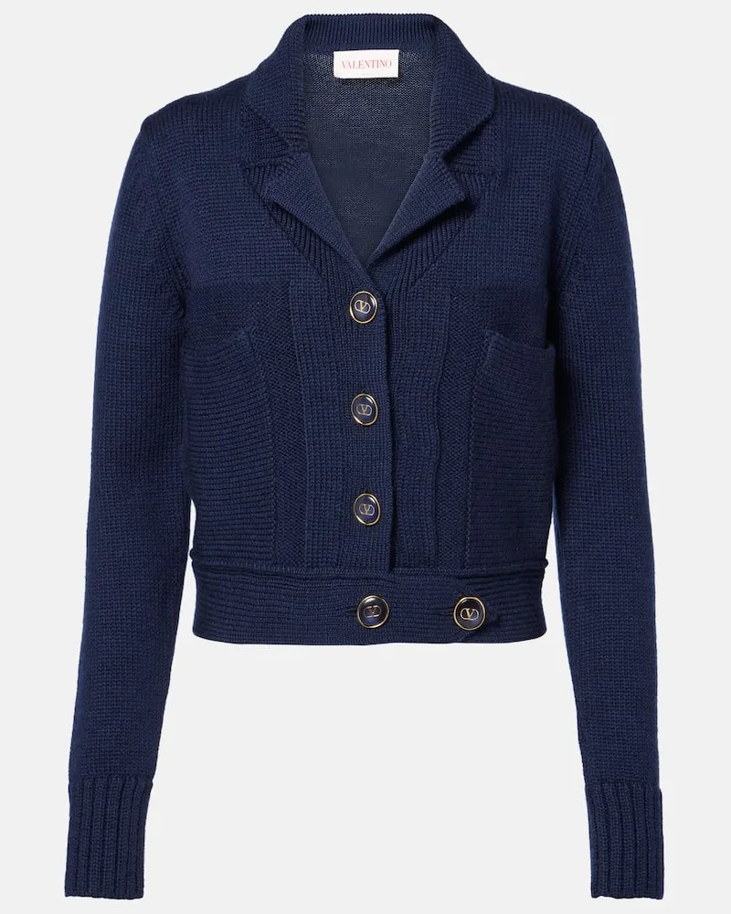 Valentino Garavani Cardigan aus Wolle und Baumwolle Blau