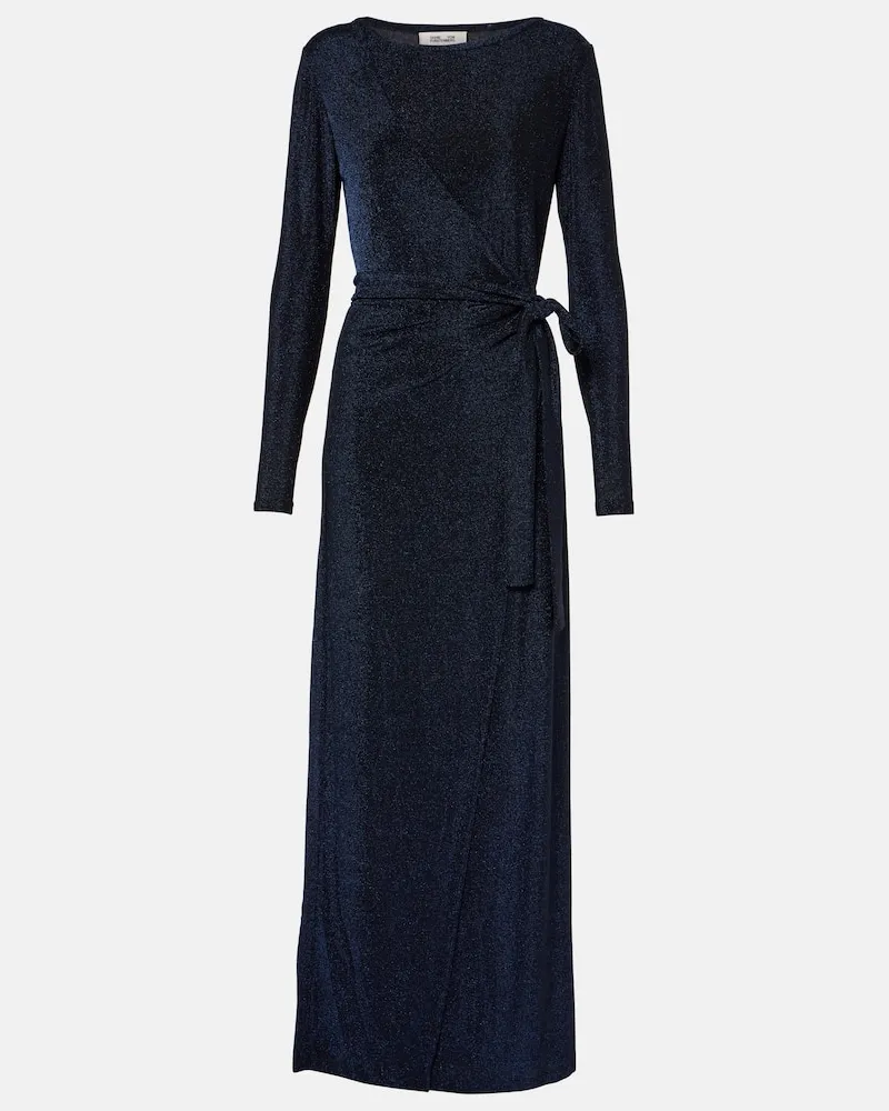 Diane von Furstenberg Wickelkleid Simona aus Lamé Blau