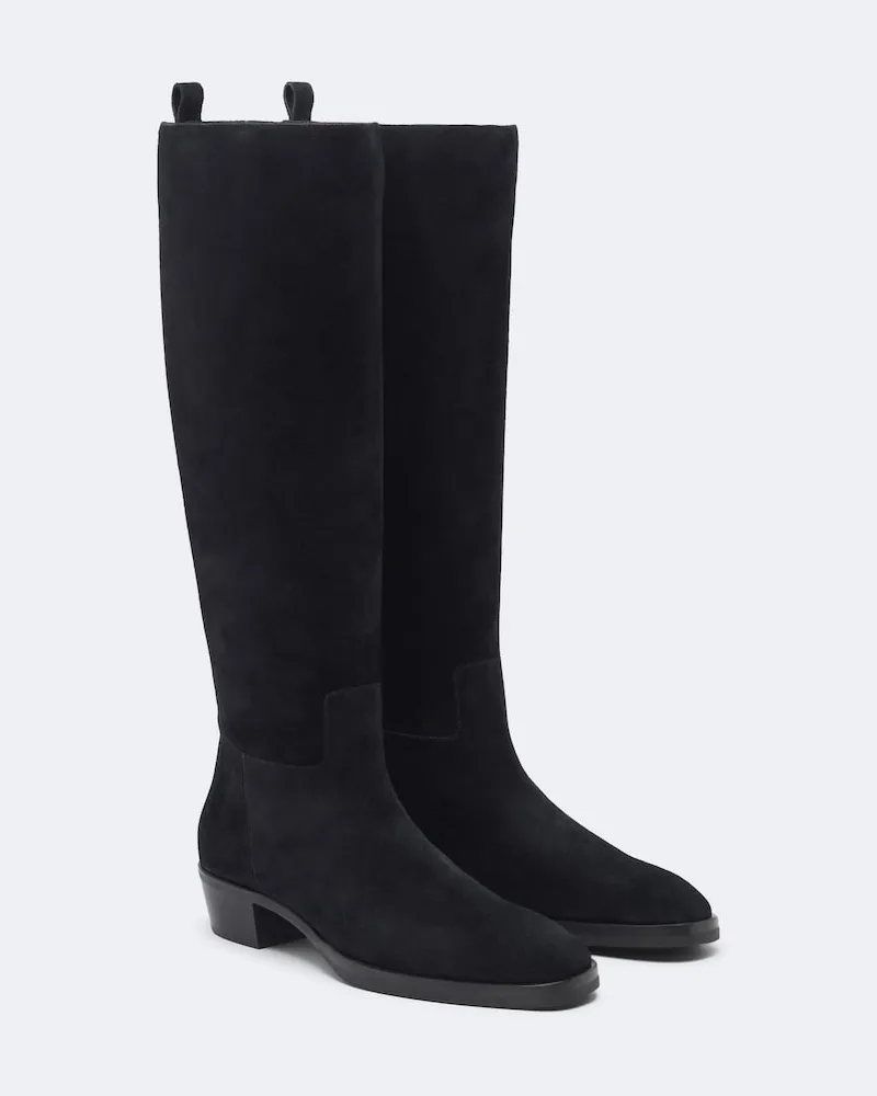 Jimmy Choo Kniehohe Stiefel Mave aus Veloursleder Schwarz