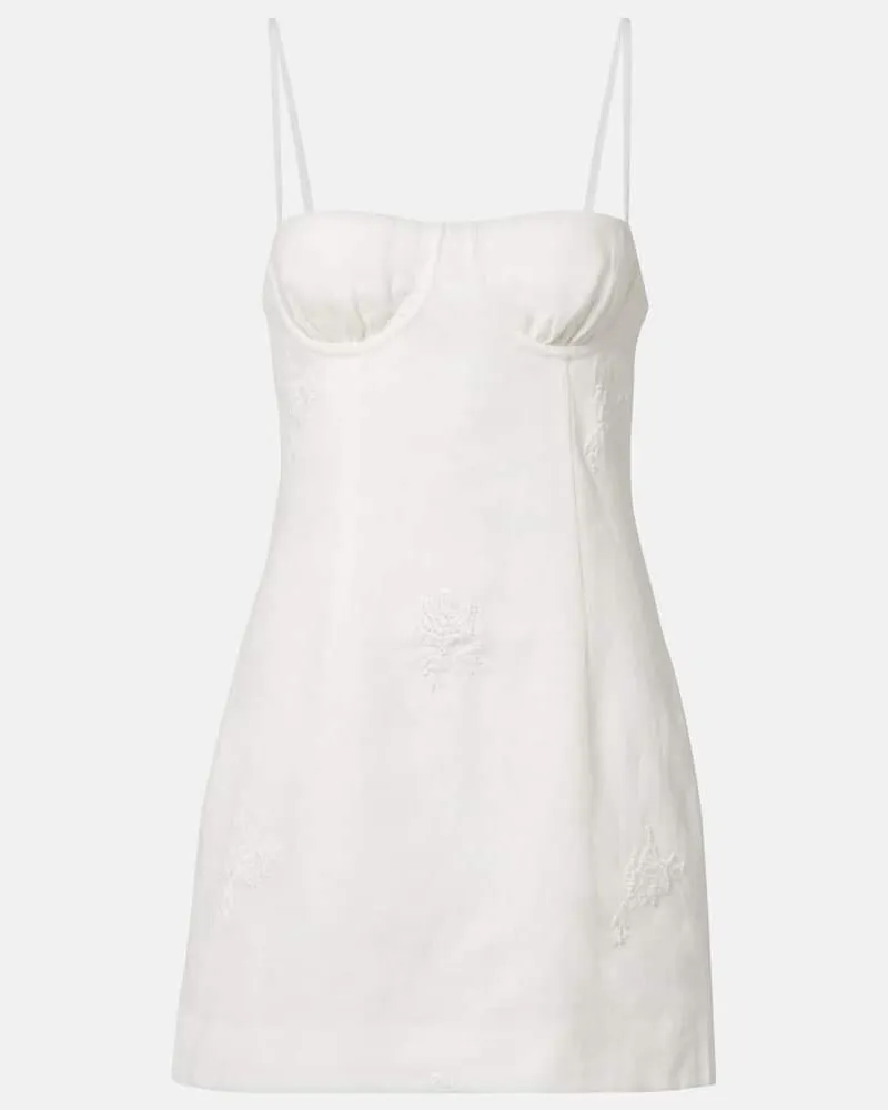 SIR Besticktes Minikleid Alessandra aus Leinen Weiß