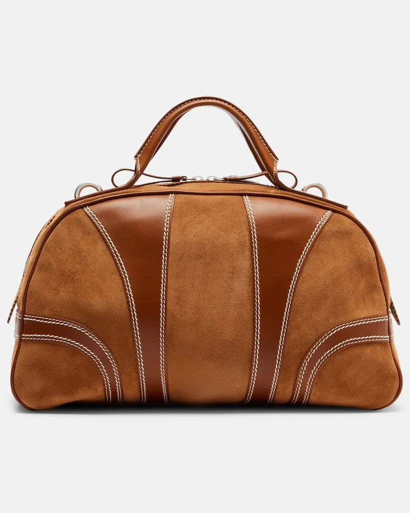 Dries van Noten Henkelasche aus Veloursleder mit Leder Braun