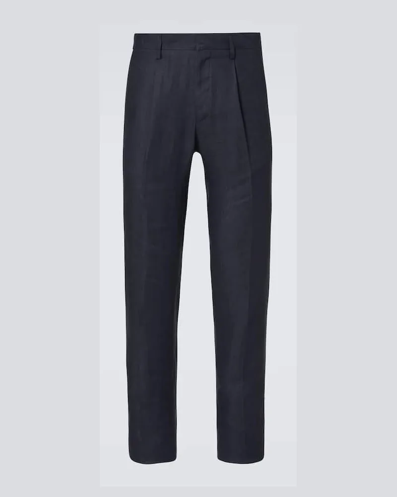 LARDINI Gerade Hose aus Leinen Blau