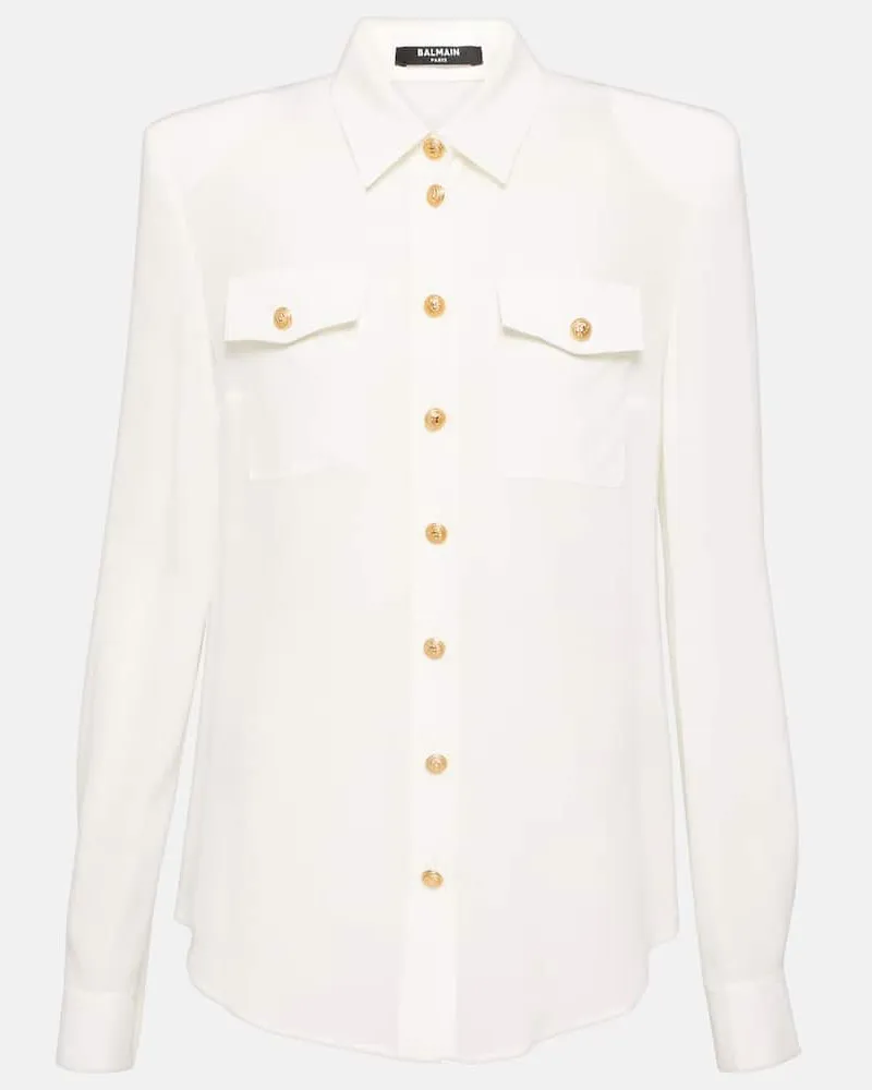 Balmain Hemd aus Crêpe de Chine aus Seide Weiß