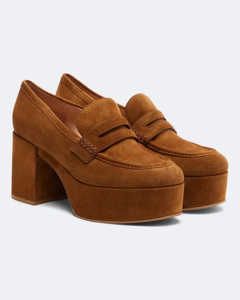 Gianvito Rossi Loafer-Pumps Jenna aus Veloursleder Braun