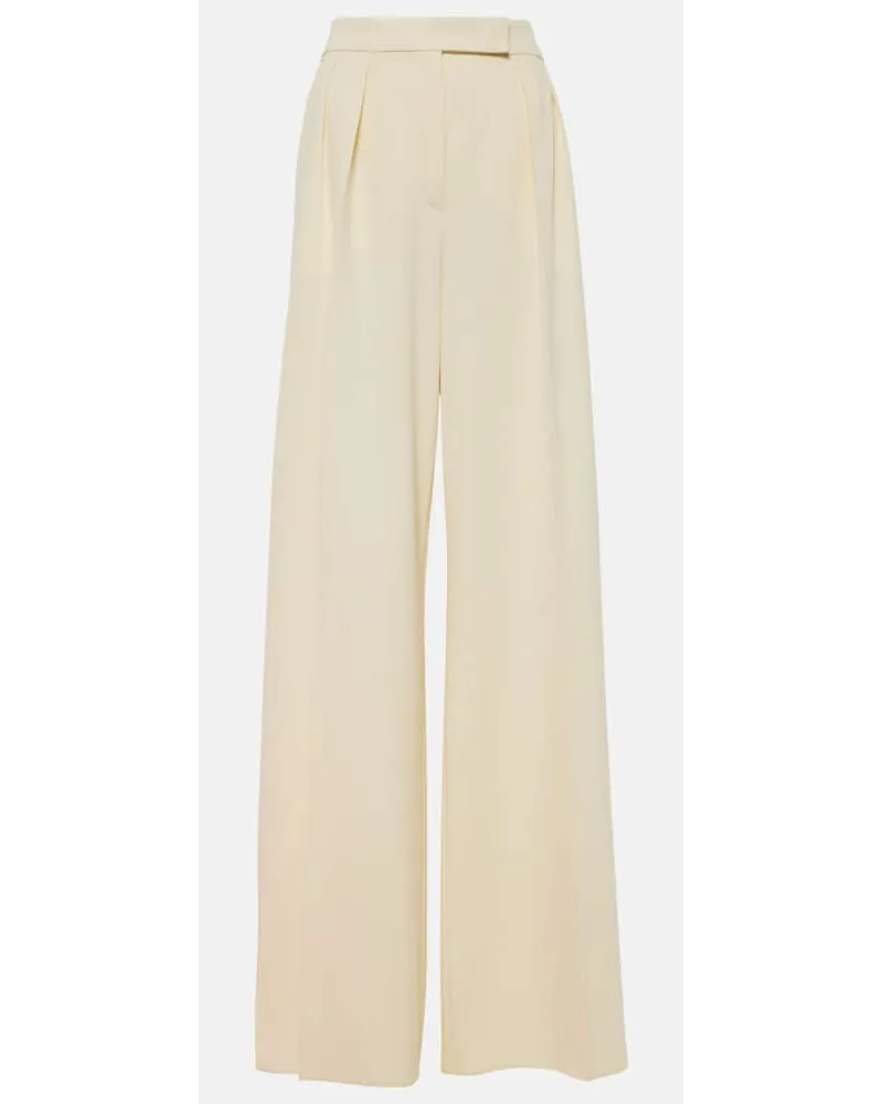 Max Mara Weite High-Rise-Hose Karub aus Wolle Beige