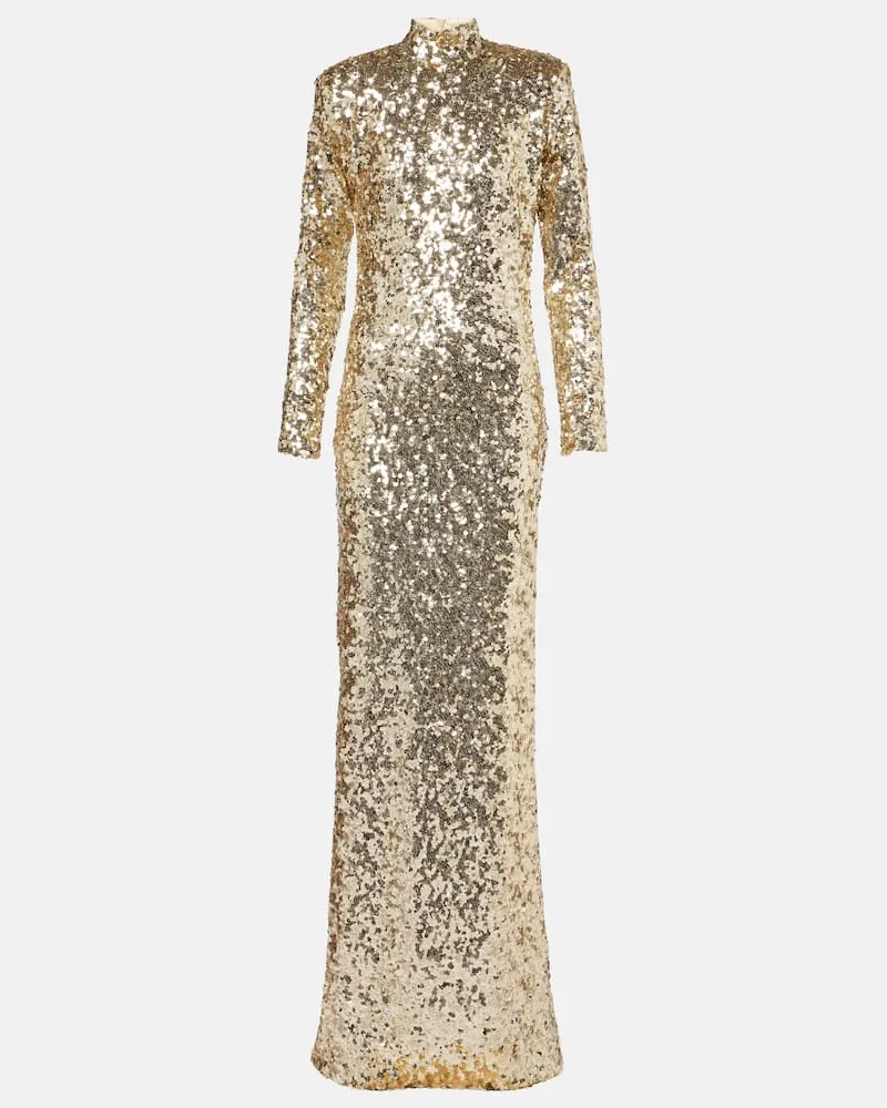 The New Arrivals Ilkyaz Ozel Robe Catroux mit Pailletten Gold