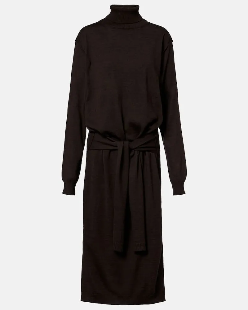 Christophe Lemaire Midikleid aus einem Wollgemisch Braun