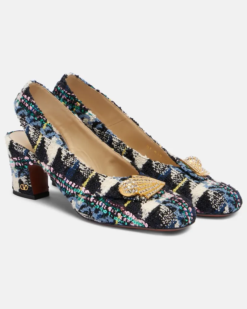 Valentino Garavani Slingback-Pumps Adamantine 60 aus Tweed Multicolor
