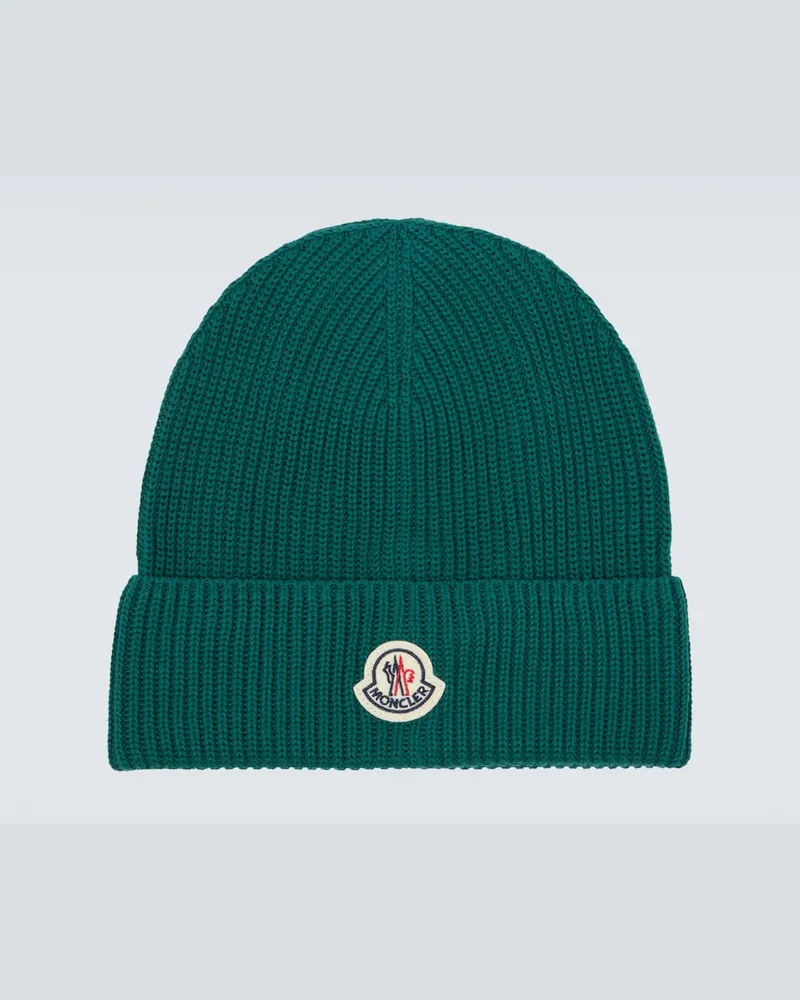 Moncler Mütze aus Rippstrick Grün