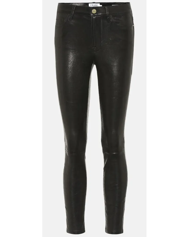 Frame Denim Hose Le High Skinny aus Leder Schwarz