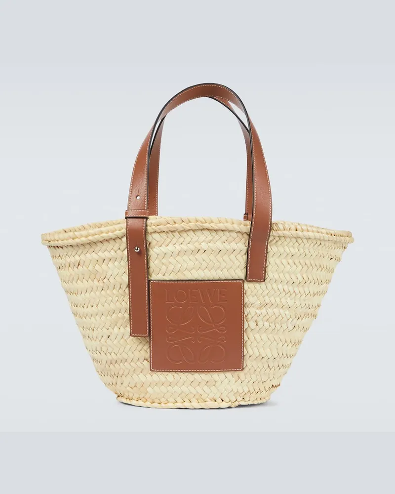 Loewe Tote Bag Anagram aus Raffiabast mit Leder Neutral