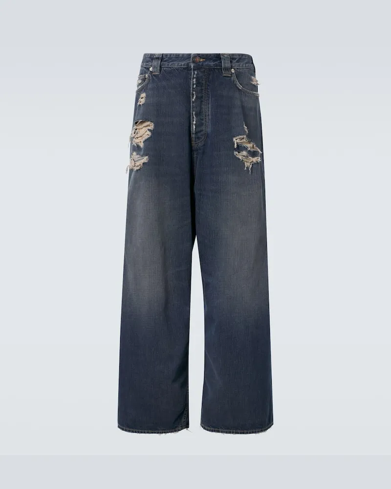 Balenciaga Mid-Rise Wide-Leg Jeans Blau
