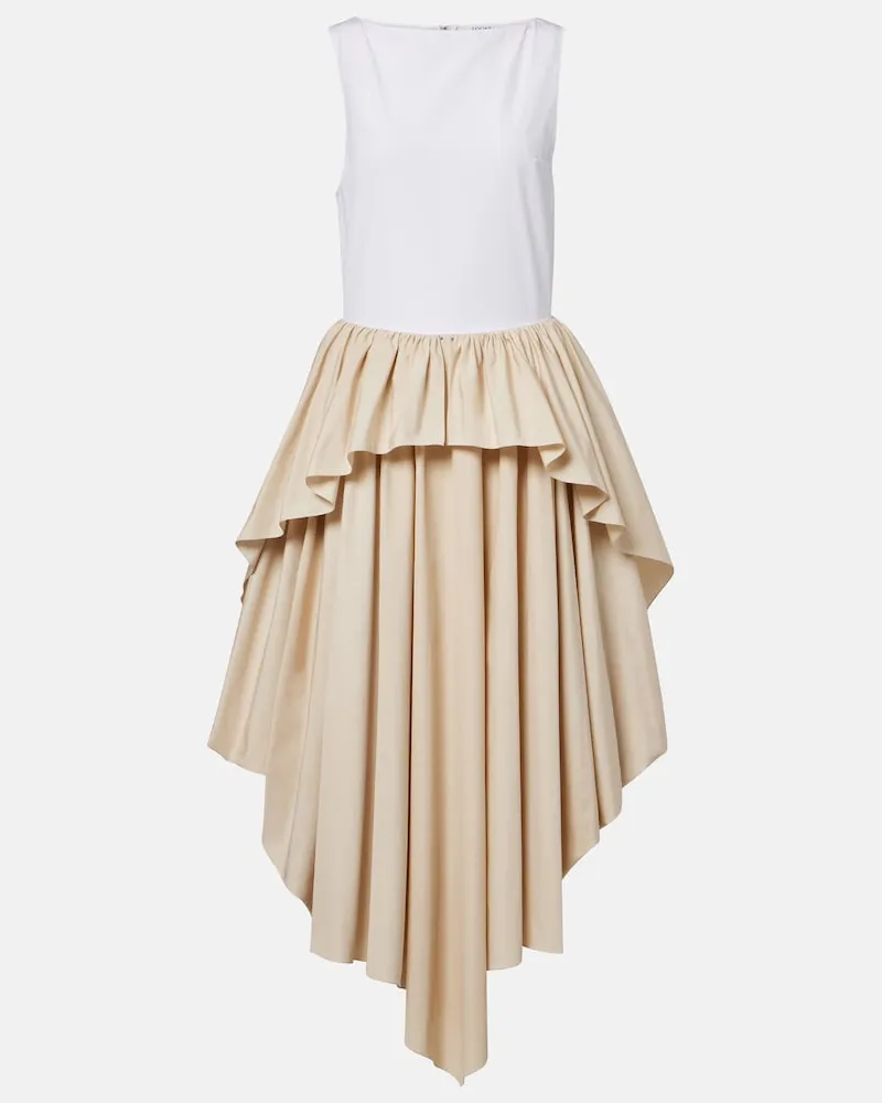 Loewe Paula's Ibiza Midikleid aus Baumwollpopeline Beige