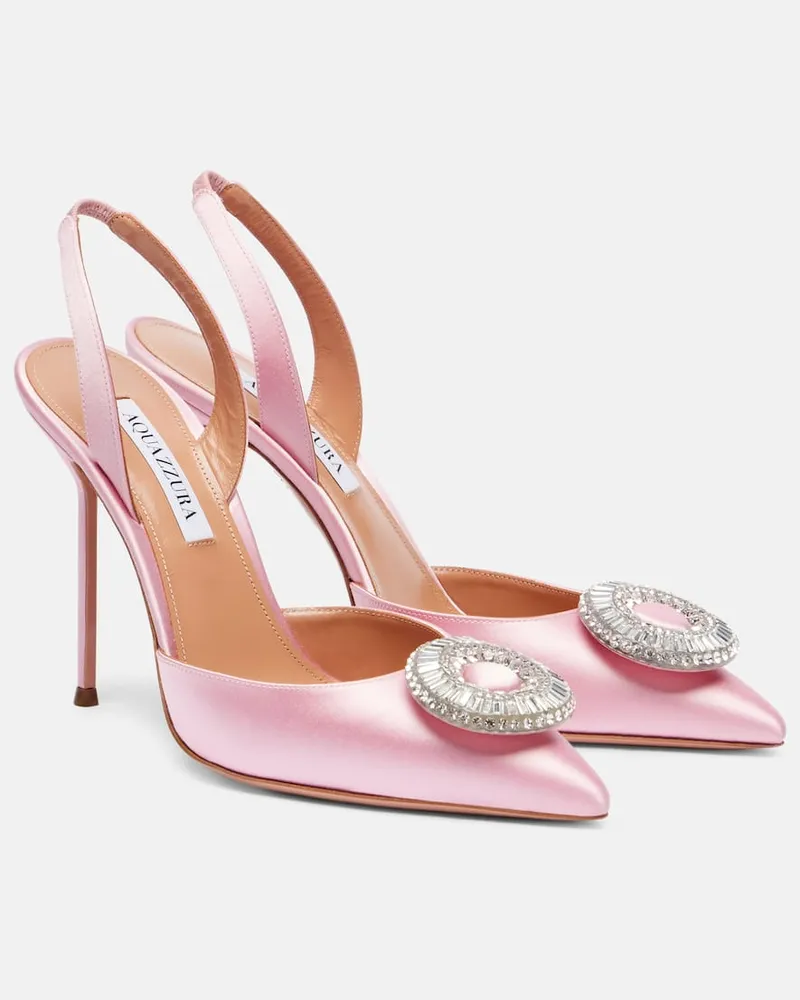 Aquazzura Slingback-Pumps Crystal Hoop 105 aus Satin Rosa