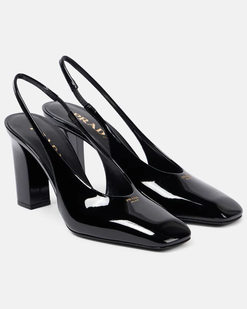 Prada Slingback-Pumps 85 aus Lackleder Schwarz