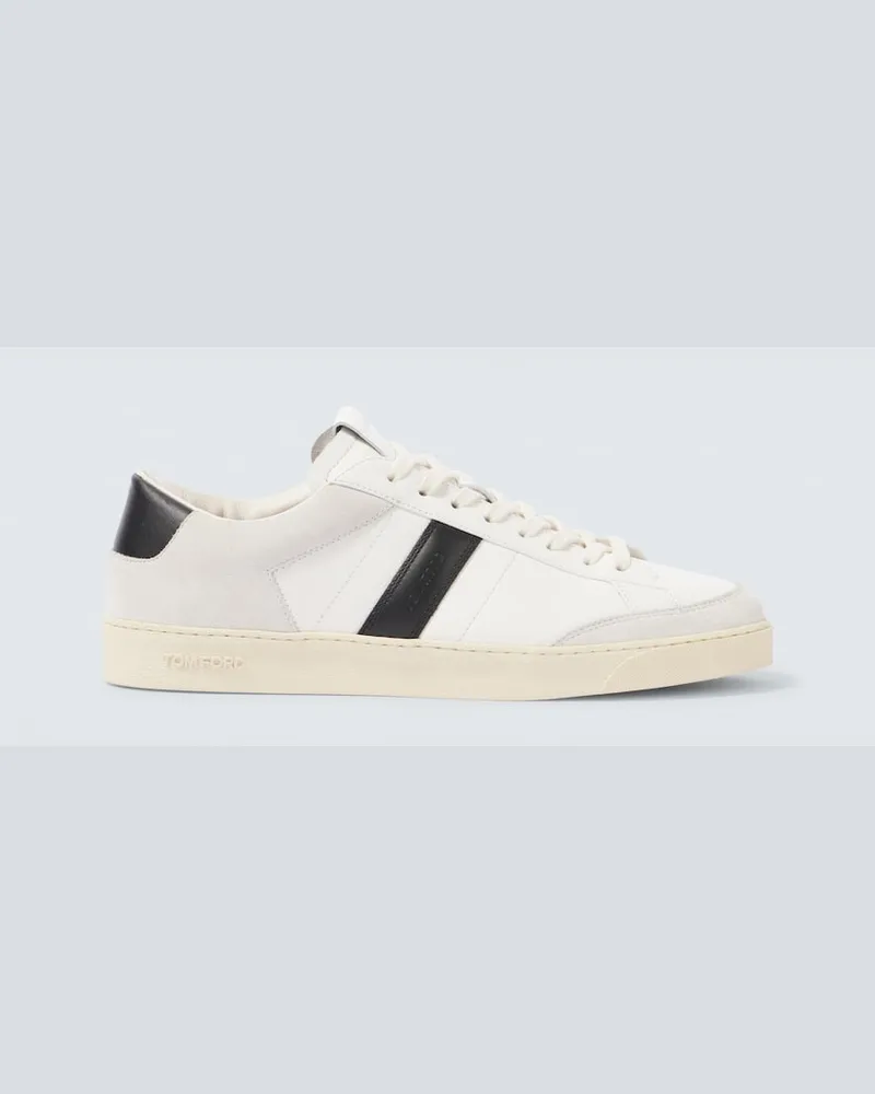 Tom Ford Sneakers aus Leder mit Veloursleder Weiß