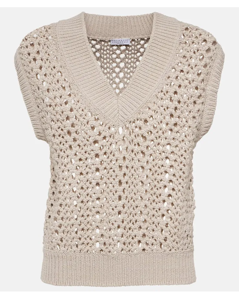 Brunello Cucinelli Pullunder aus einem Baumwollgemisch Beige
