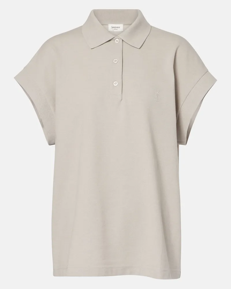 Saint Laurent Polohemd Cassandre aus Piqué Grau