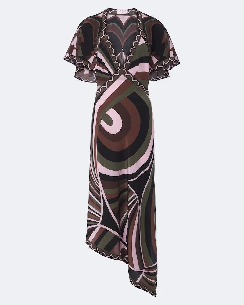 Emilio Pucci Midikleid Iride Baiadera aus Seide Multicolor