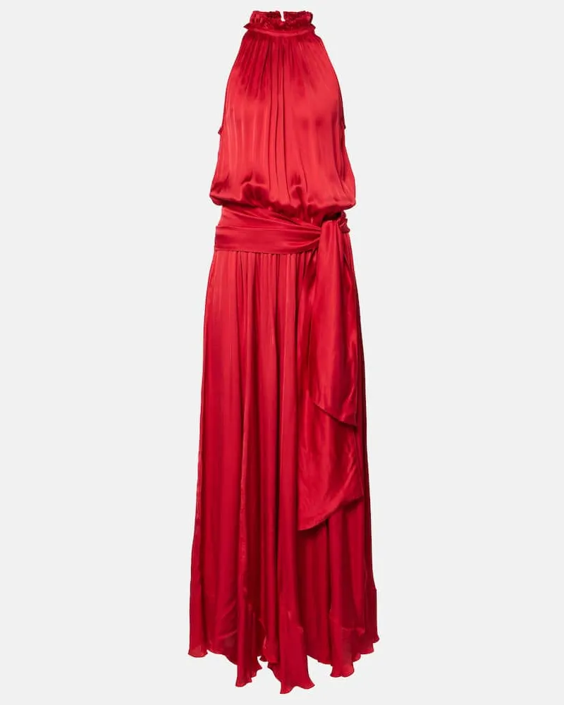 Poupette St Barth Maxikleid Nina aus Satin Rot