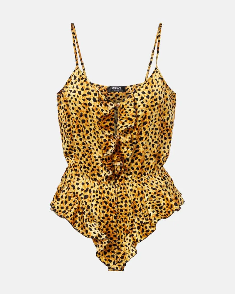 Versace Bedruckter Body aus Seidensatin Multicolor