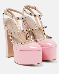 Valentino Garavani Plateau-Pumps Rockstud aus Lackleder Pink