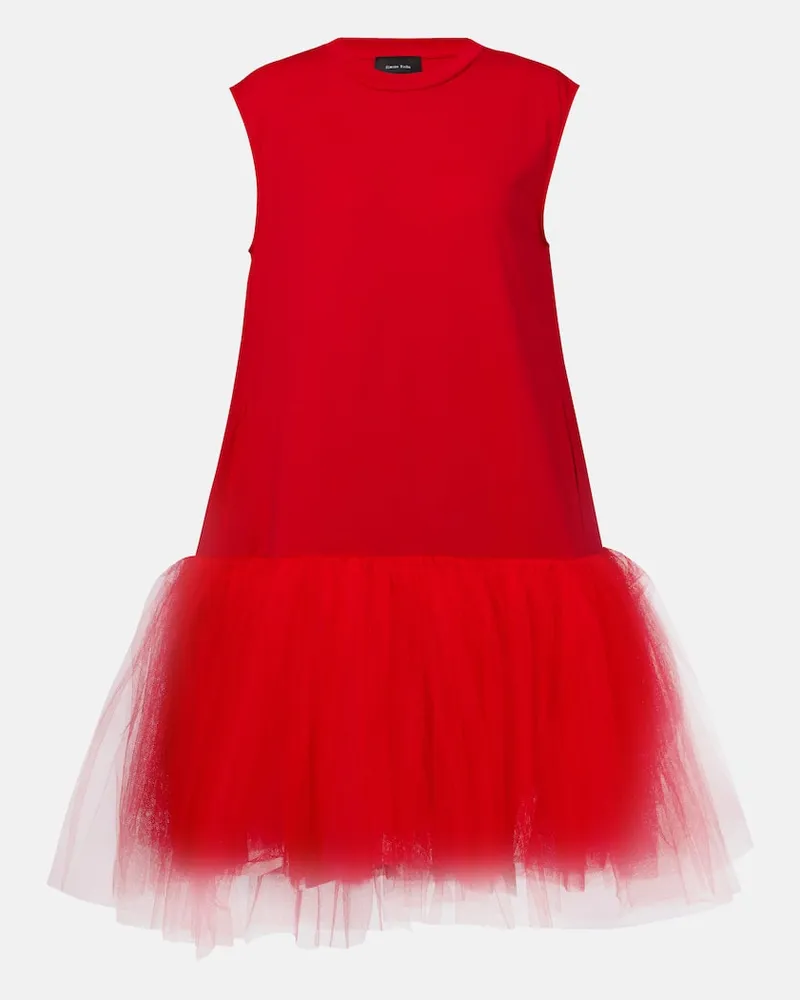 Simone Rocha Minikleid aus Baumwoll-Jersey mit Tüll Rot