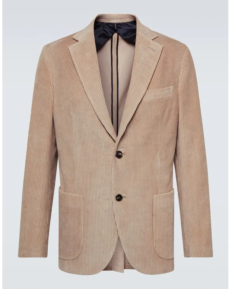 Incotex Blazer aus Baumwoll-Cord Beige