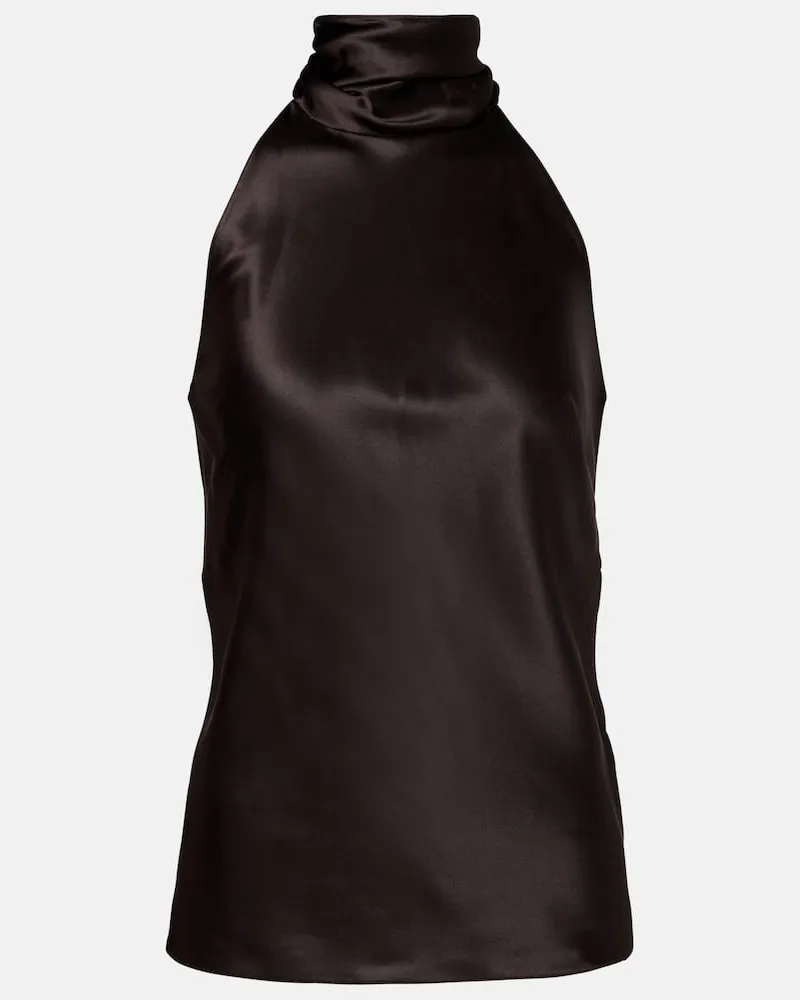Ralph Lauren Top Chilton aus einem Seidengemisch Braun
