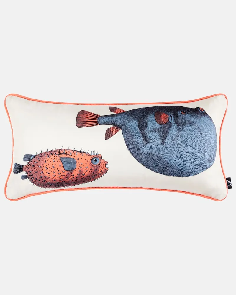 Fornasetti Kissen Pesci aus Seide Multicolor