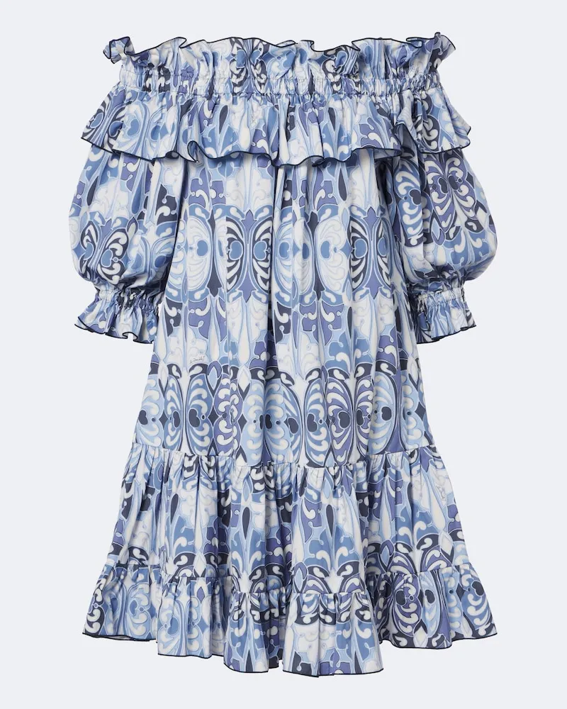 La DoubleJ Minikleid Breakfast aus Baumwollpopeline Blau