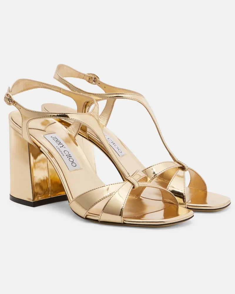 Jimmy Choo Sandalen Kesia aus Metallic-Leder Gold