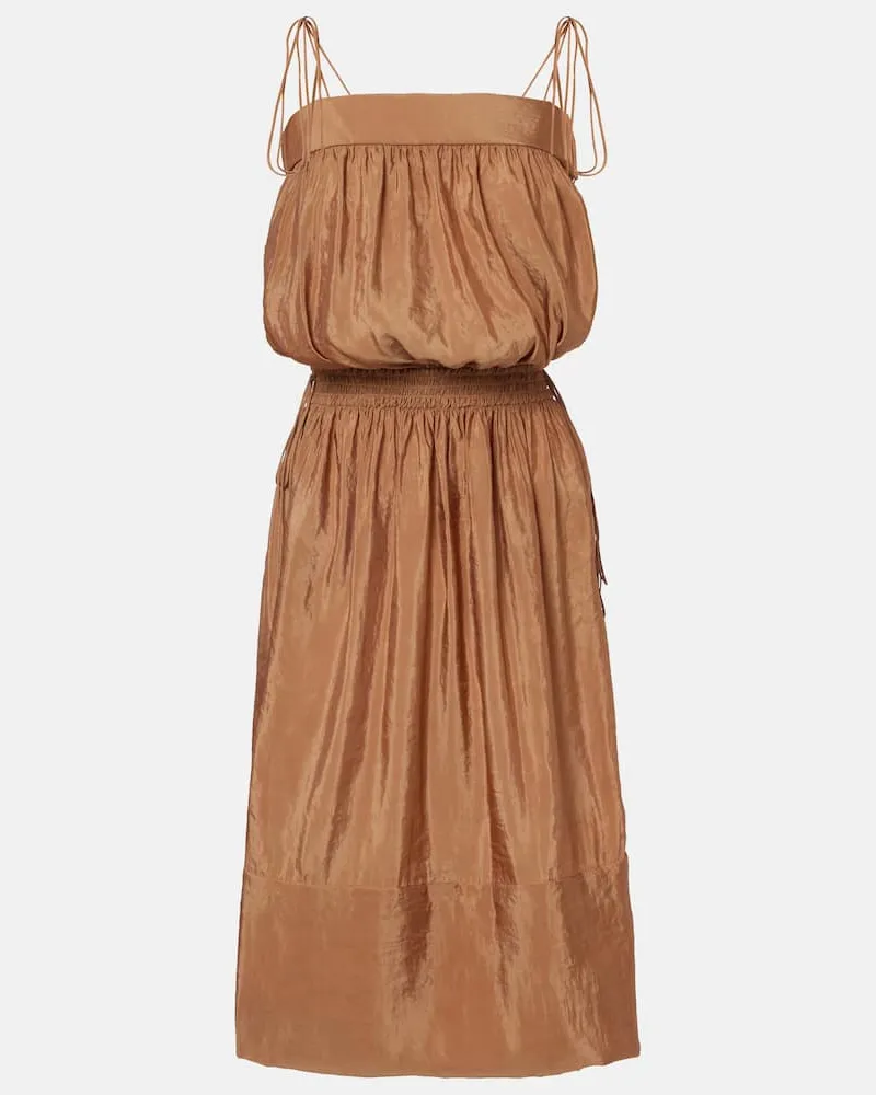 Saint Laurent Midikleid aus Satin Braun