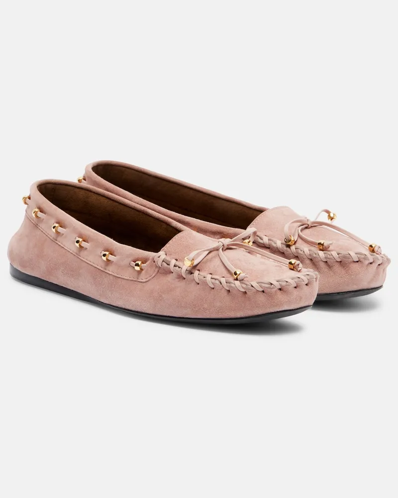 KHAITE Mokassins Milly aus Veloursleder Rosa